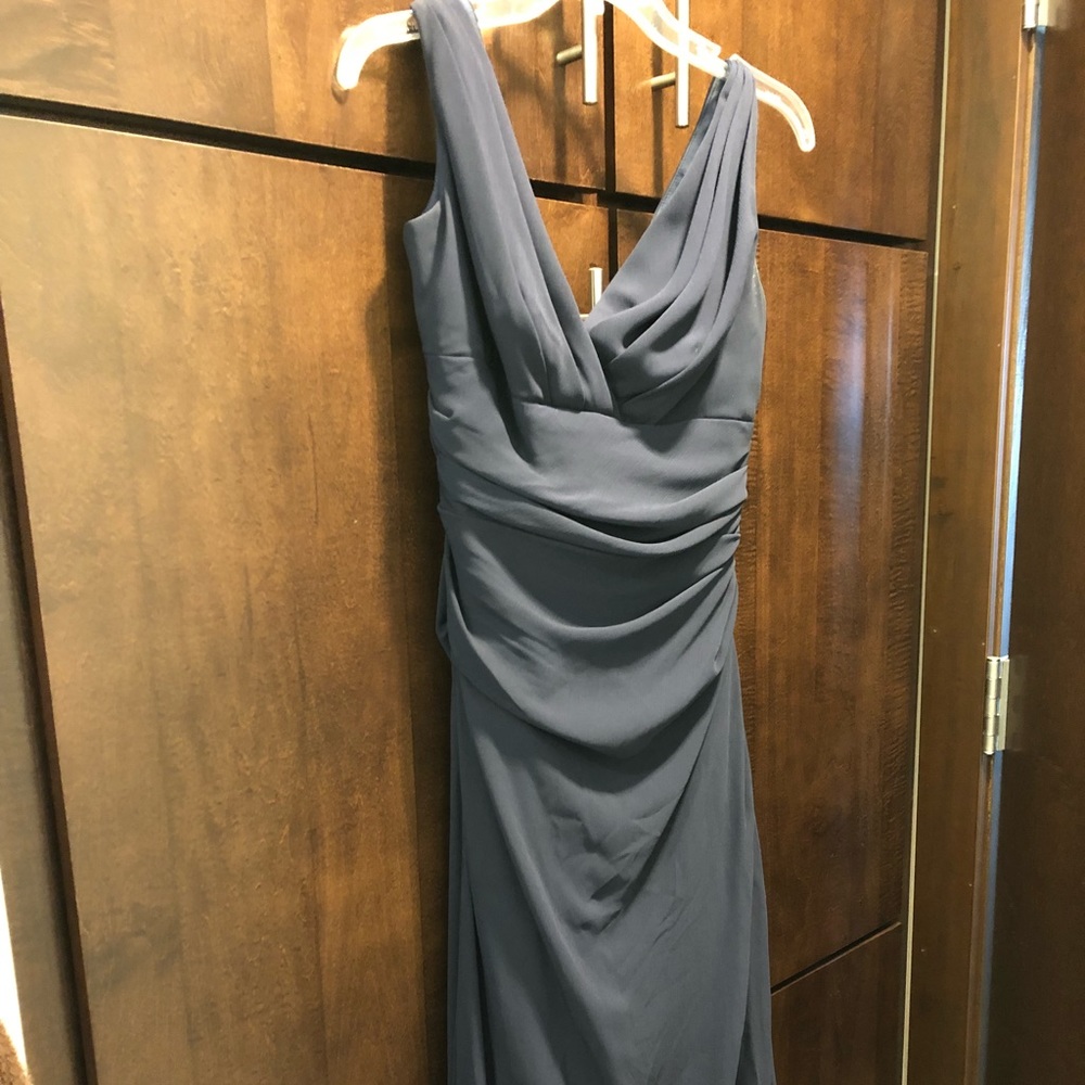 Long navy blue bridesmaid dress